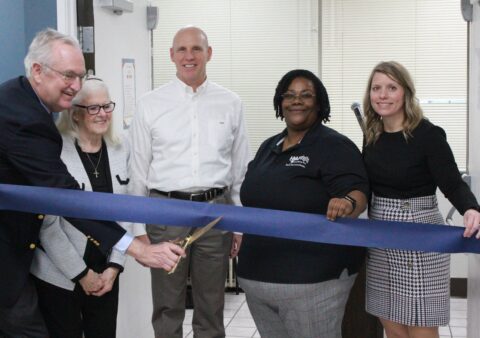 Pictured left to right: Col. Moreau's son, Bill; Col. Moreau's wife, Ann; HVAF Board Chairman Arne Pedersen, HVAF Community Center Specialist Katie Zackery; HVAF CEO Emmy Hildebrand